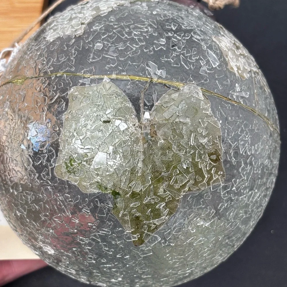 NWT Anthropologie/Terrain Pressed Leaves Glass Globe Ornament 5.6”